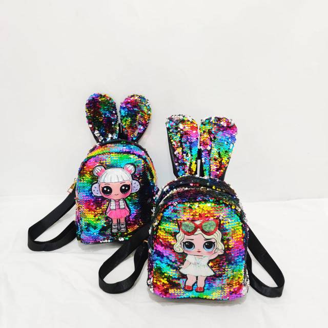 Tas sequin Tas ransel tas LOL LED karakter baby doll Tas sequin Tas ransel tas LOL LED karakter baby doll
