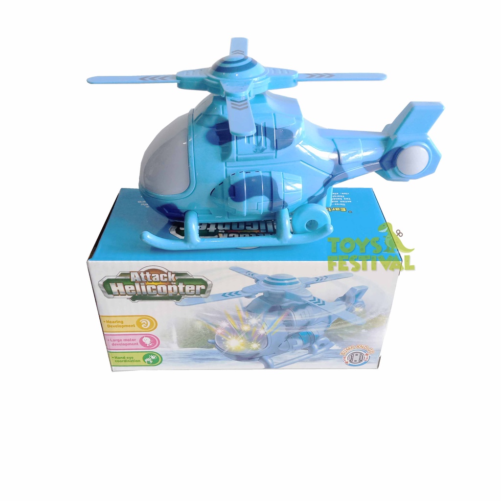 Mainan Anak Attack Helicopter Bump and Go Suara, Lampu dan Berjalan