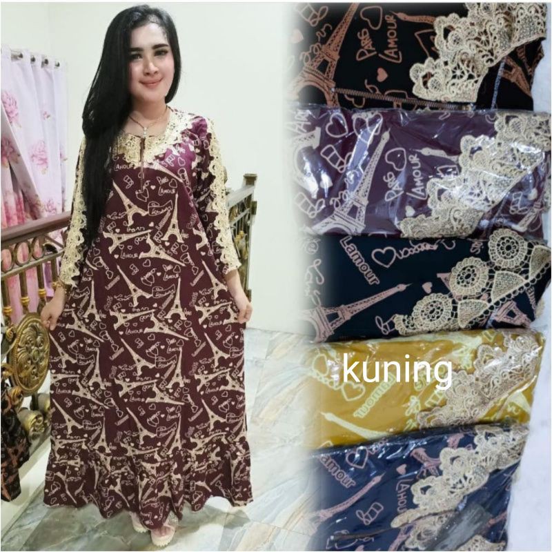 DASTER ARAB ZEMA | RAYON SUPER GRADE A | RESLETING DEPAN BUSUI | RENDA MILO-Kuning