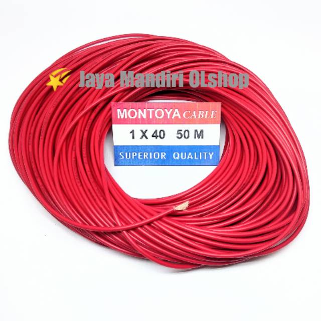 Kabel Serabut Tunggal 1 × 40 Montoya Per Roll 50 Meter ( Merah )