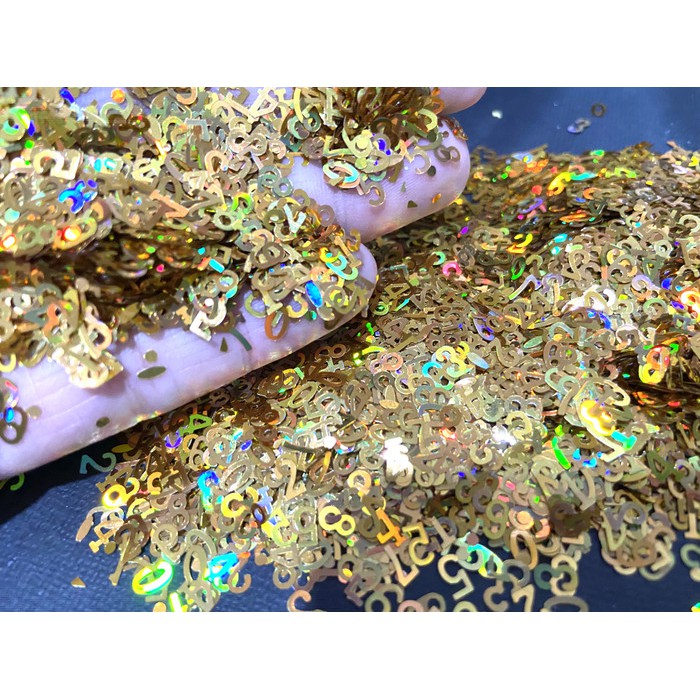 Glitter angka number glitter sprinkle slime glitter nail art resin clay