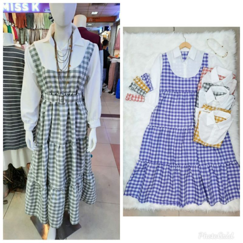 Gamis kotak-kotak /Gamis Kombinasi