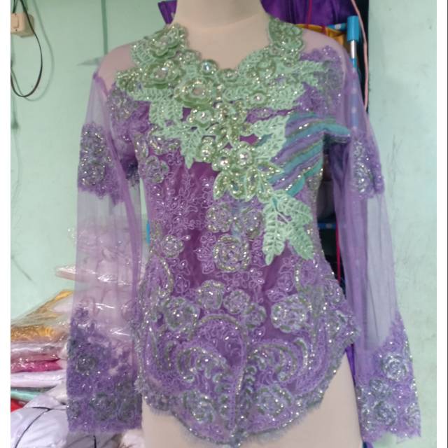 SALEE..ATASAN KEBAYA UNGU kombinasi hijau mint