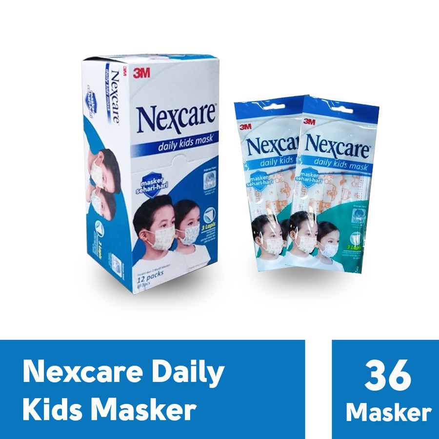 Nexcare 3M Masker Anak 3 Lapis - Kids Mask 3 Ply - 1 Box Isi 36 Masker