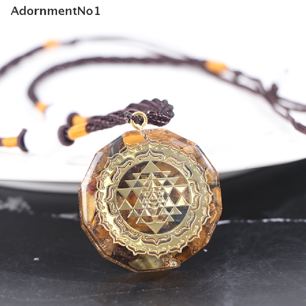 (AdornmentNo1) Orgonite Kalung Rantai Dengan Liontin Batu Tiger Eye Natural Untuk Wanita