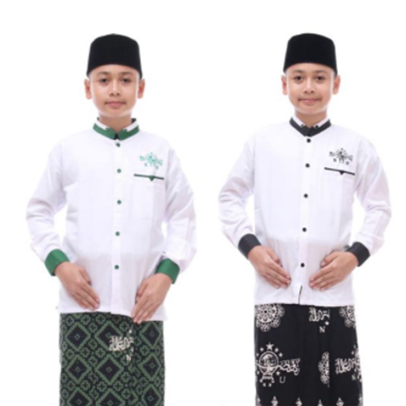 PROMO BAJU KOKO NU ANAK REMAJA SD SMP USIA 7-14 TAHUN / KOKO ANAK BORDIR NU HIJAU