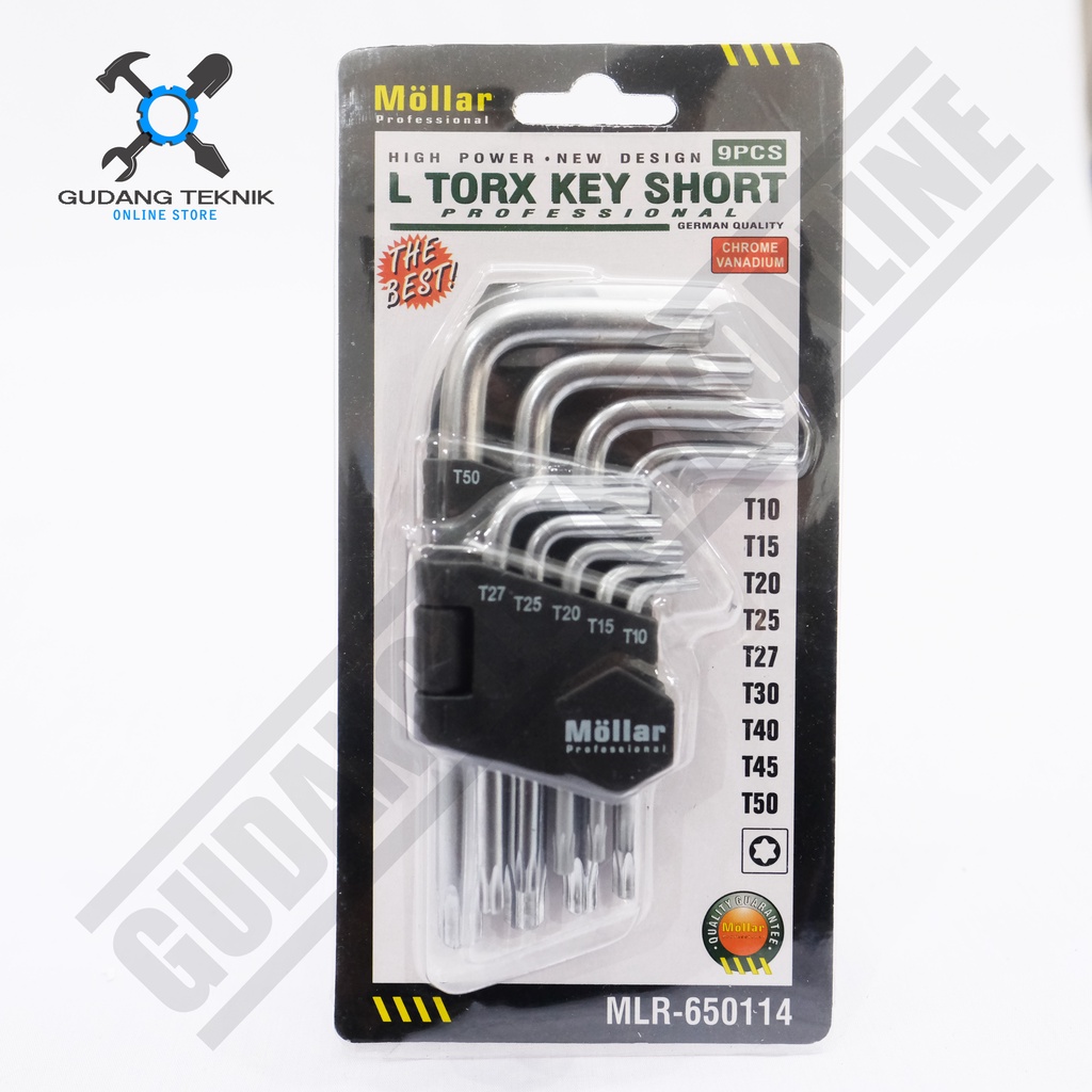 Kunci L Bintang Pendek Set 9pcs MOLLAR MLR650114 / L Torx Key Short MOLLAR