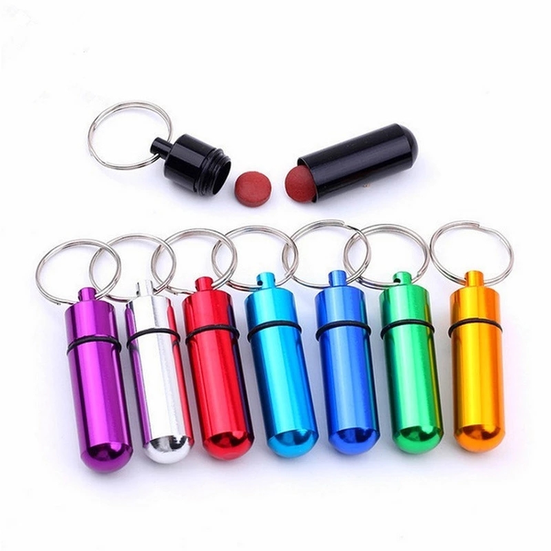 Gantungan Kunci Botol Obat Mini Portable Bahan Aluminum Alloy Anti Air Untuk Outdoor