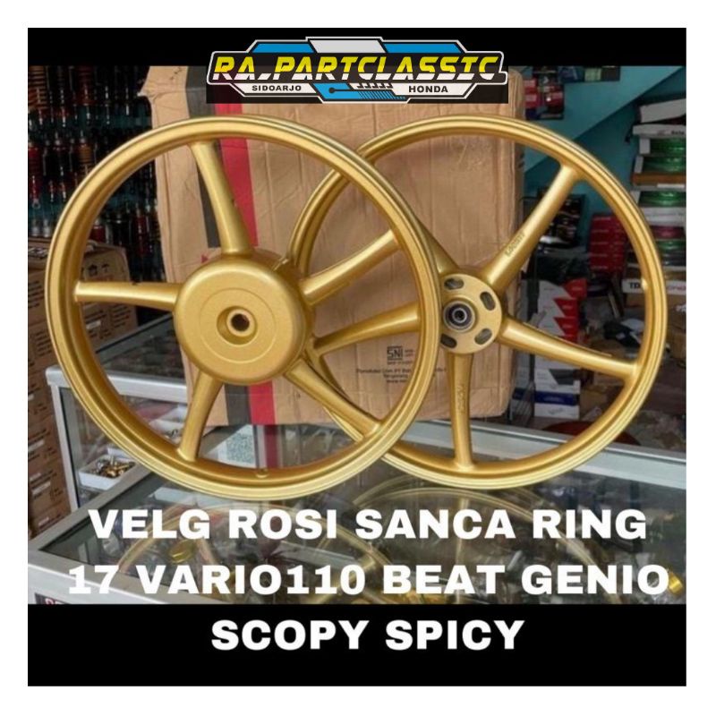 VELG VROSSI COPY RCB UK 160-185 RING 17 PNP HONDA MATIC UK 1VARIO 110 SCOOPY BEAT SEPASANG