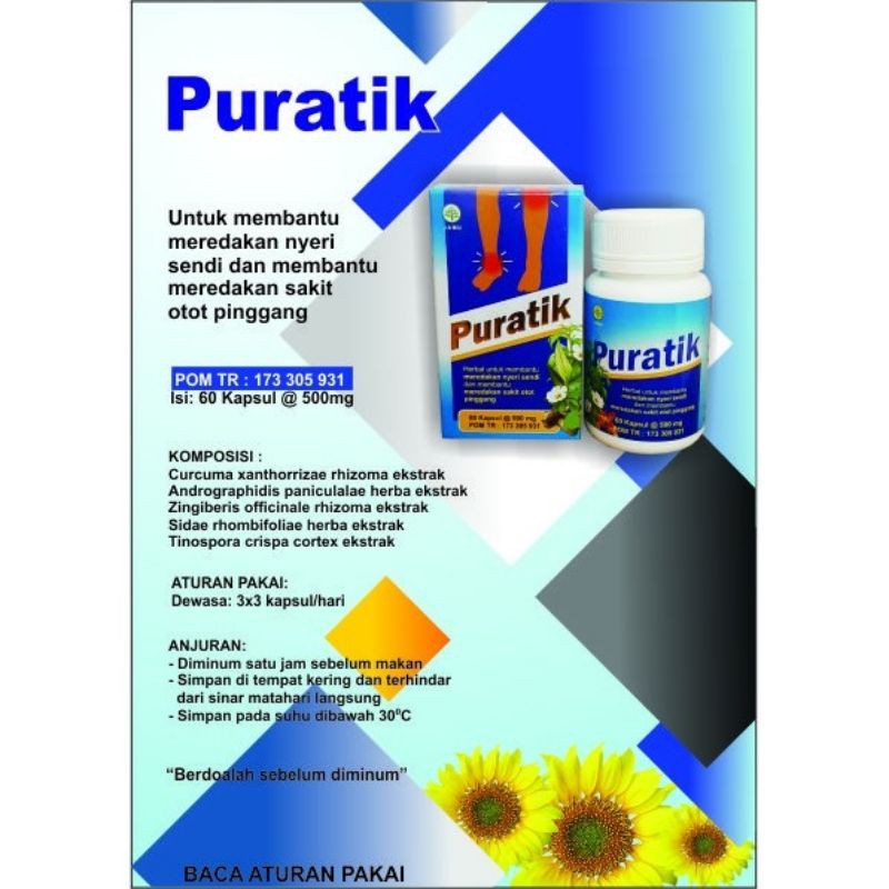 

PURATIK / Obat Herbal Penderita Reumatik, Nyeri Sendi