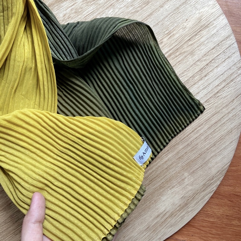 Anna pleats ombre batch 2/pashmina plisket gradasi/pashmina plisket ombre-Lime