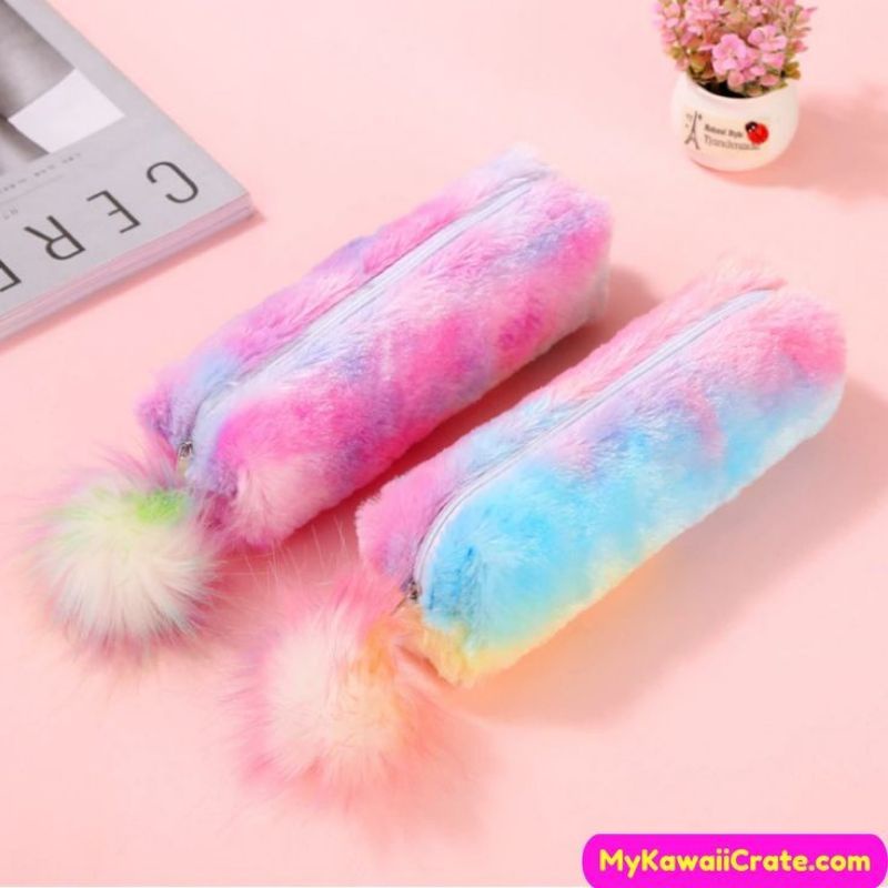 

tempat pensil bulu unicorn gratis gantungan pompom