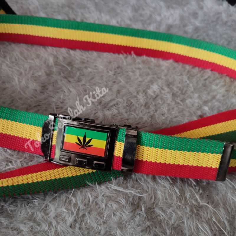 Sabuk Rasta | Ikat pinggang Rasta Jepit Spesial Edisi | Gesper Pria Kanvas Motif Rasta
