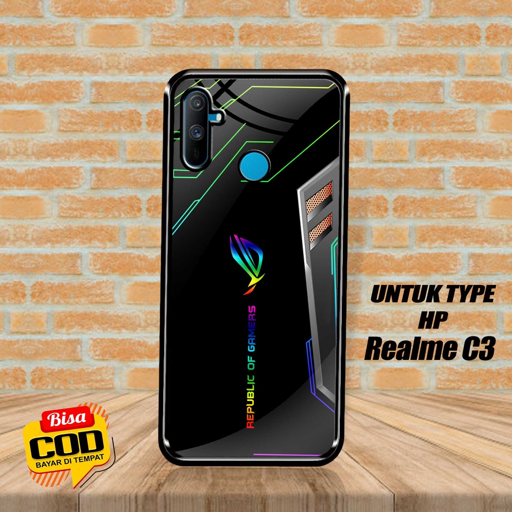 SRC Case Hardcase REALME C3 Motif ROG GAMING Glossy 2D Terbaru Casing REALME Sarung Hp REALME Softca