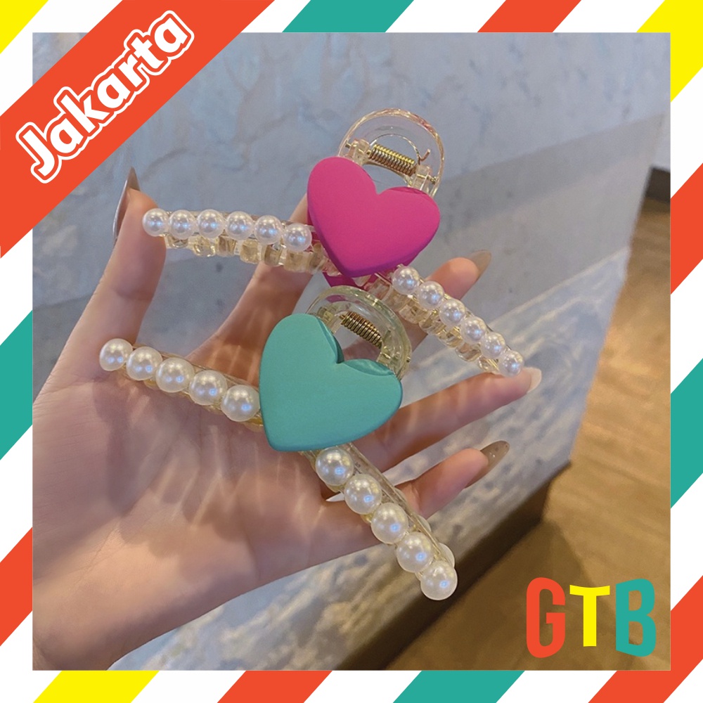 ❤GTB❤ Jepit Rambut Bentuk Hati Aksen Mutiara Ukuran Besar Gaya Korea Untuk Musim Panas R567