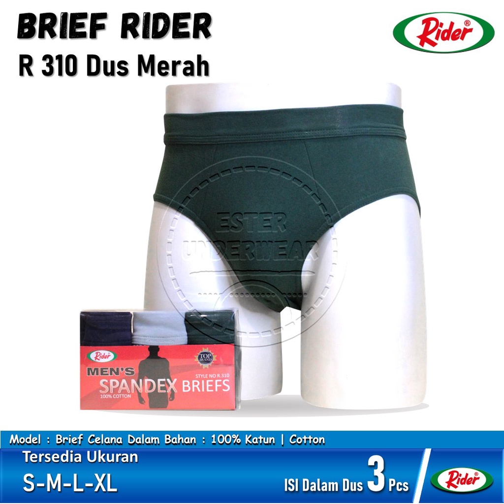 Celana Dalam Men&quot;s Brief Rider R 310M Dus Merah Isi 3Pcs/Pack