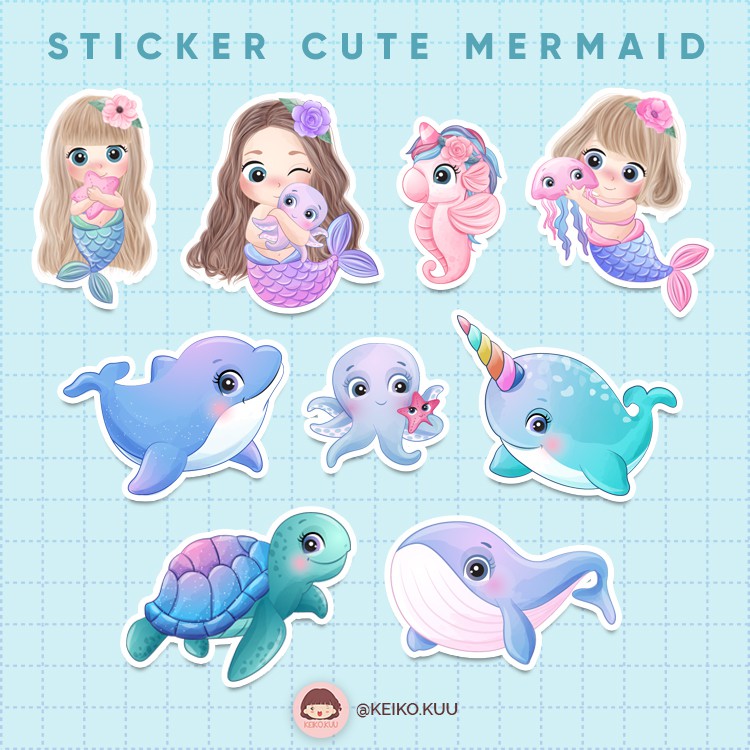 

STICKER SET BEAUTIFUL MERMAID | AESTHETHIC | WATERPROOF | ISI 9 PCS
