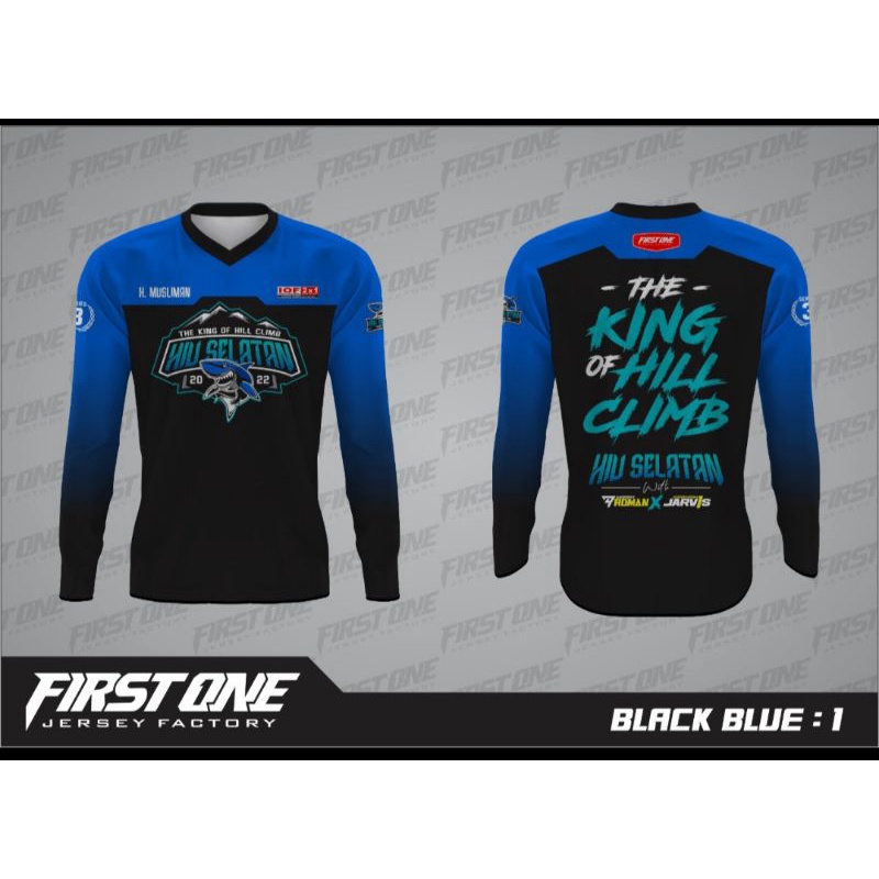 Black Blue 1 Kaos T-shirt Jersey Lengan Panjang Hiu Selatan Trail Adventure The King Of Hill Climb