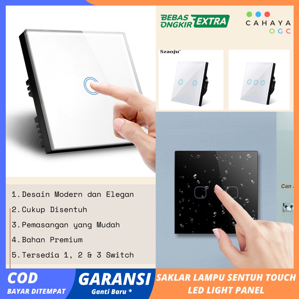 

[Ready Cod] Saklar Lampu Sentuh Dengan Luxury Touch Led Light Panel - Taffled