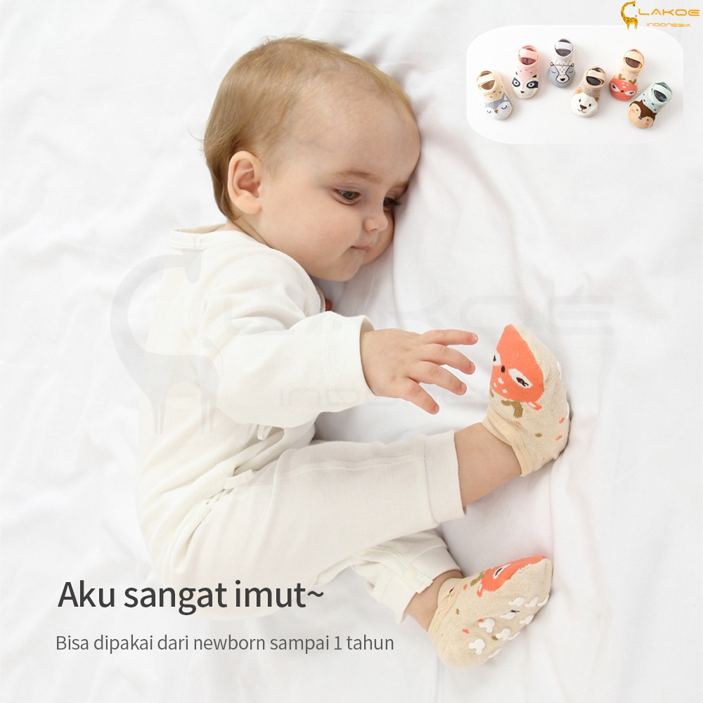 LAKOE kaos kaki anak bayi ankle dengan strap /Sepatu kaus kaki anak bayi bahan katun anti slip