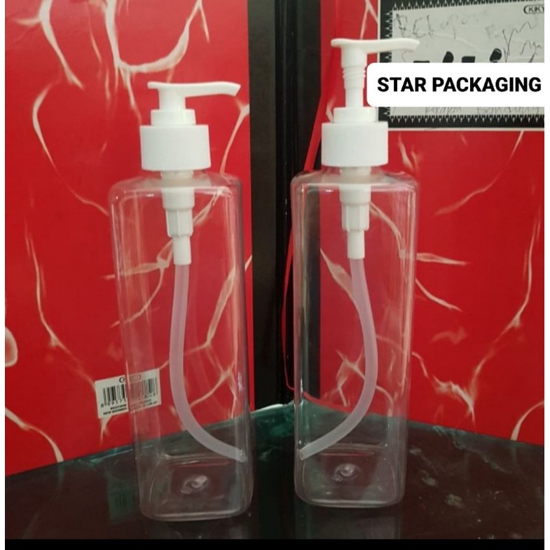 Botol Pump 500ml Bening Kotak Botol PET 500ml Kotak Tutup Pump Botol 500ml Kotak Neck 28
