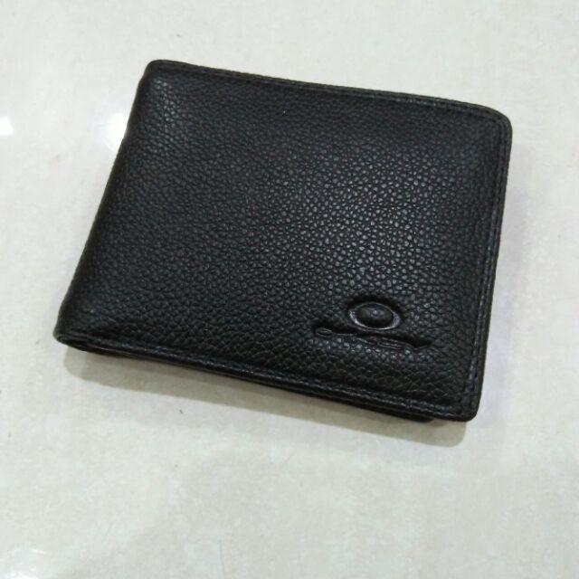 Dompet cowok braunbuffel lipat kulit asli pendek-Oky hitam