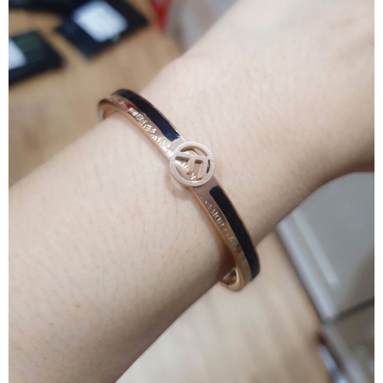 Gelang Titanium Asli Stainless steel motif Fendix Anti karat Premium Quality 02182