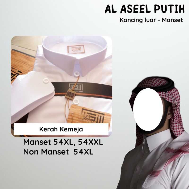 JUBAH ASEEL PREMIER GAMIS PRIA ALASEEL PUTIH MANSET/NON MANSET ORIGINAL