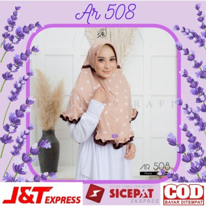 jilbab hijab kerudung bergo instan serut motif terbaru 2021 Arrafi Ar 508 elzatta rabbani cantik