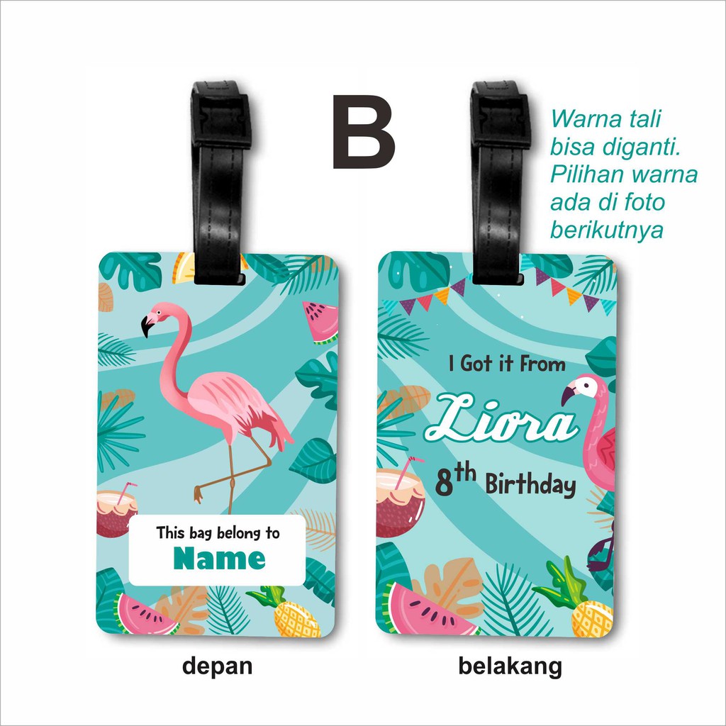 

Bag Tag bahan PVC Card Tema Flamengo Cute Lucu