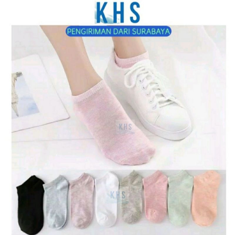 Kaos Kaki Polos Semata Kaki Ankle Cute Socks Short Sepatu Beruang Motif Bear Pendek Daisy Pastel KHS