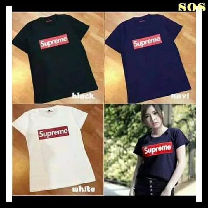 V58X Kaos Supreme Tee T Shirt Cantik Kaos Atasan Wanita Baju Kekinian L6Hq