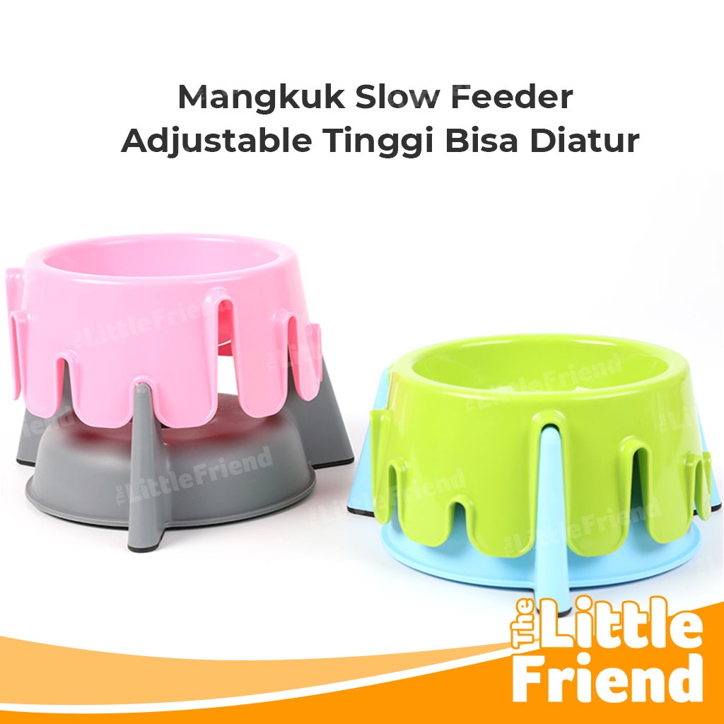 Mangkuk Slow Feeder Anjing Kucing Adjustable Tinggi Kokoh Bisa Diatur 4 Level