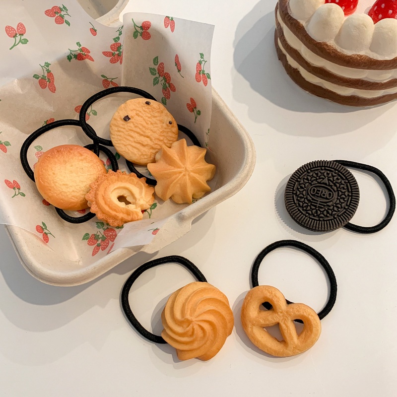 Ikat Rambut Tali Elastis Pendan Cookies Gaya Korea Untuk Wanita