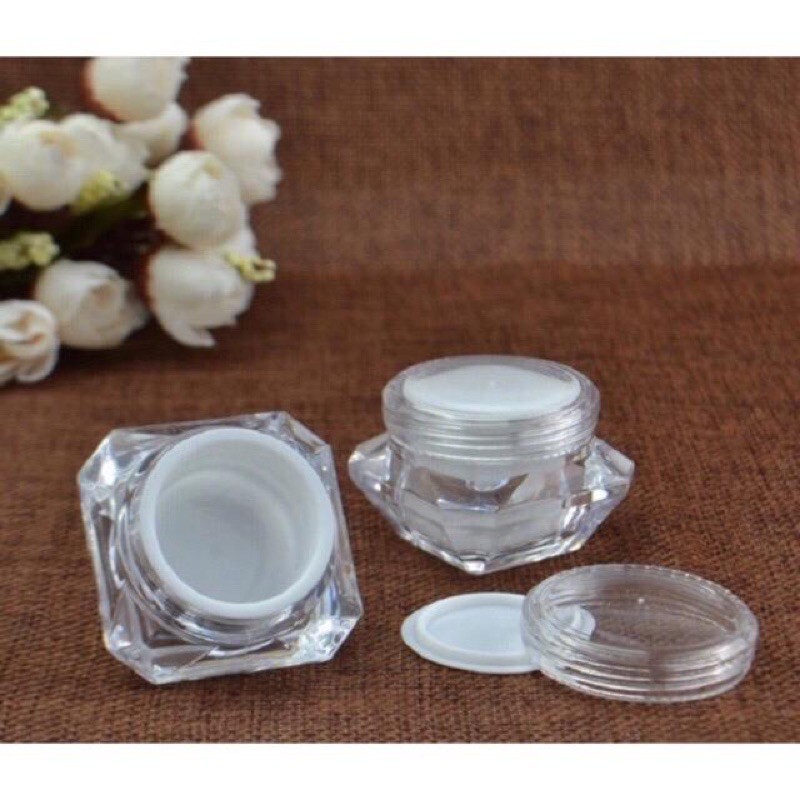 5gr Pot cream/krem dengan inner lid bentuk diamond kilap bahan tebal Premium Quality(D5)