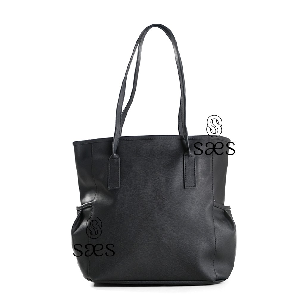 SAES Vinca Totebag Kulit Vintage Shoulderbag Hitam Saes shop 005