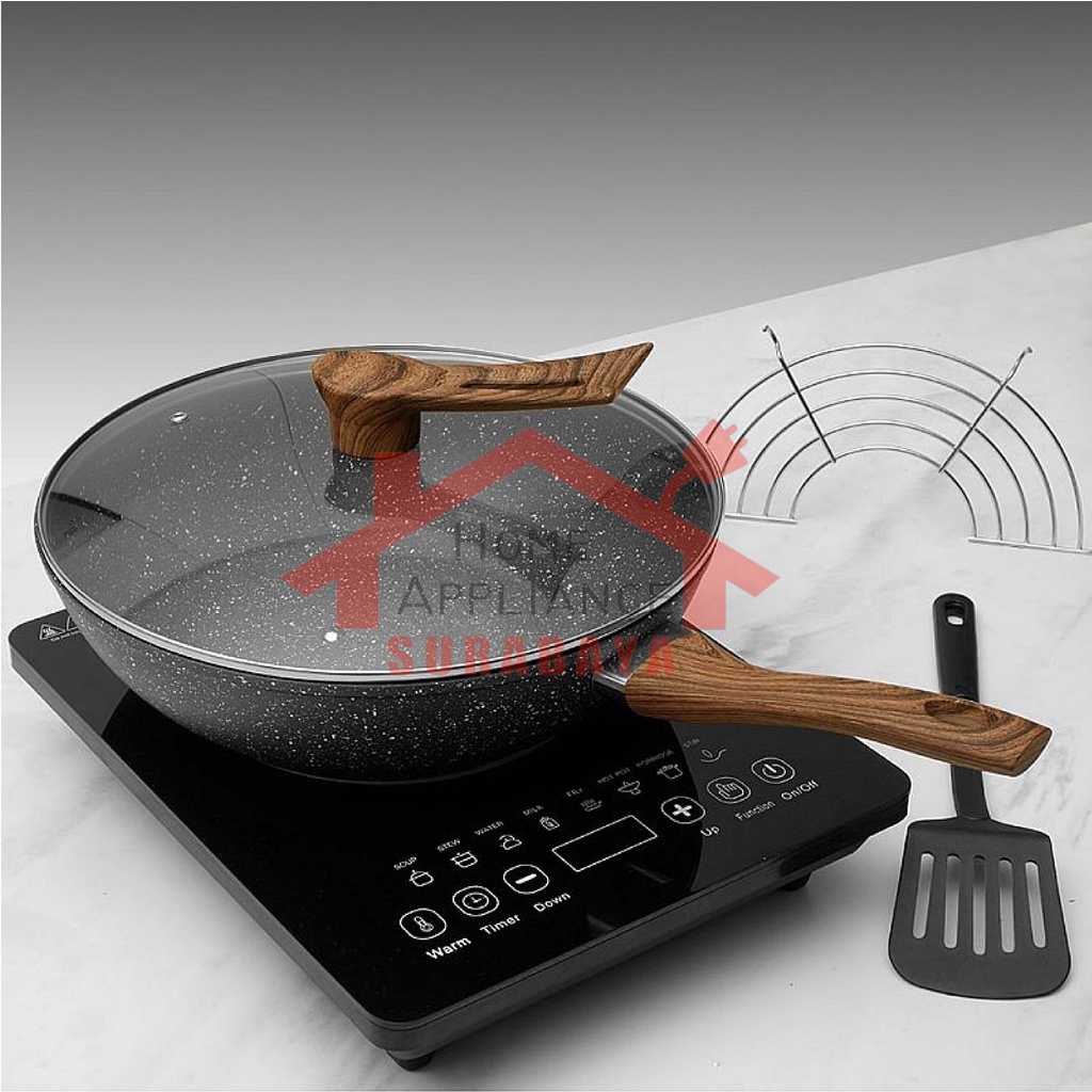 IDEALIFE Panci Penggorengan Deep Fryer Pan / Frypan Cookware + Oil Rack + Spatula + Tutup Kaca 24CM IL-24DFP / 28CM IL-28DFP