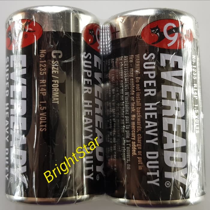 Eveready Baterai (Battery/Batre) Sedang Hitam 1235 Size C / R14 (2 PCS/PACK)