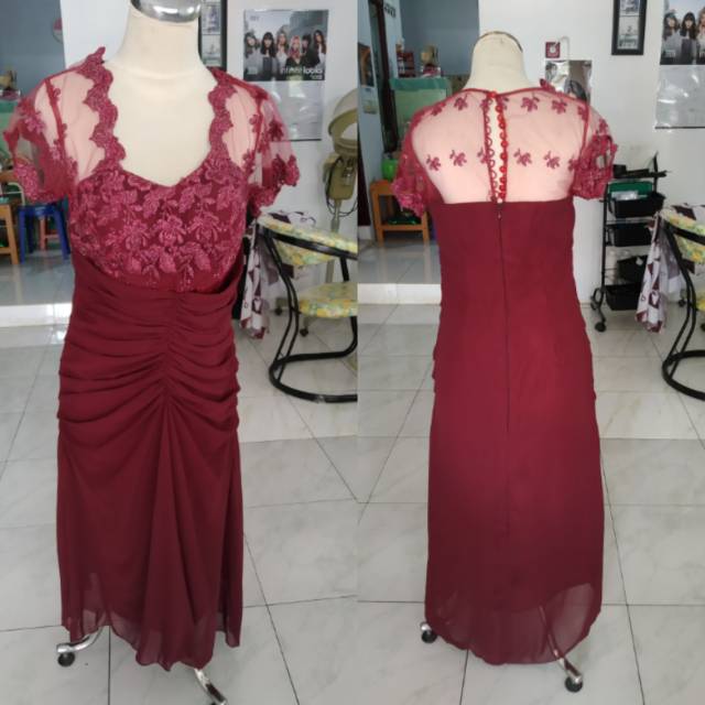 Gaun pesta preloved goodcond Merah Maroon