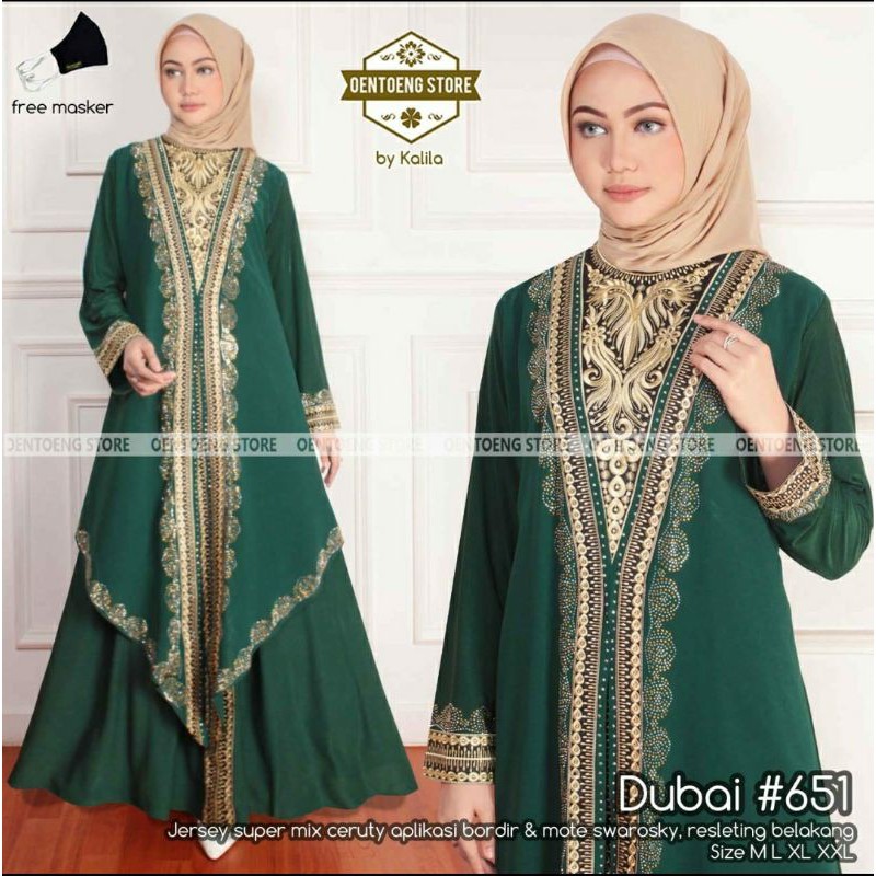 abaya dubai warna turkey ORI dubai 651 dan 649 hijau n merah MEWAH CANTIK