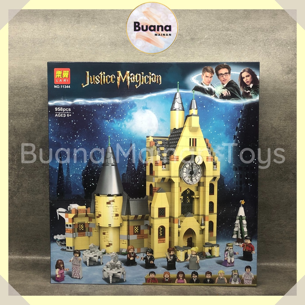 BRICK JUSTICE MAGICIAN HOGWARTS CLOCK TOWER MAINAN EDUKASI ANAK COWO CEWE BRICKS BLOCK HARRY POTTER 11344