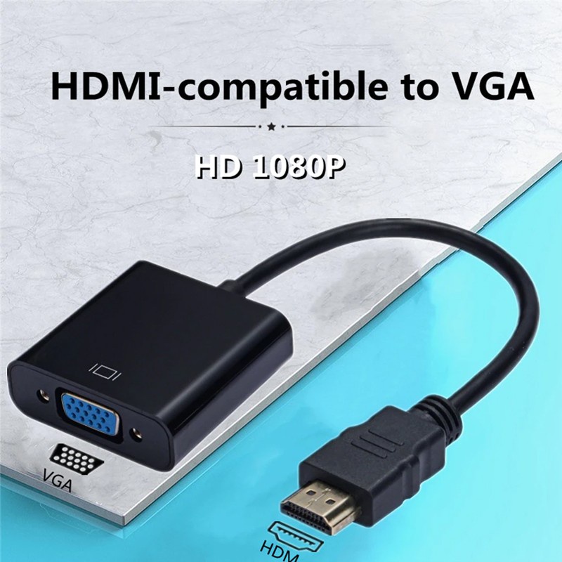 HDMI Male To VGA Female RGB Converter Hdtv To Vga warna Hitam New