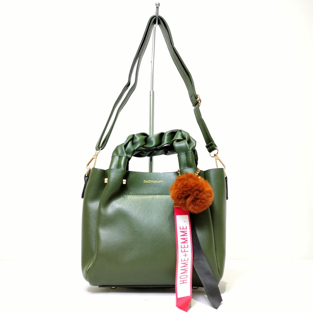 Sale! Handbag Import Tas Wanita Hand Bag Model Terbaru Gantungan Bulu 0187