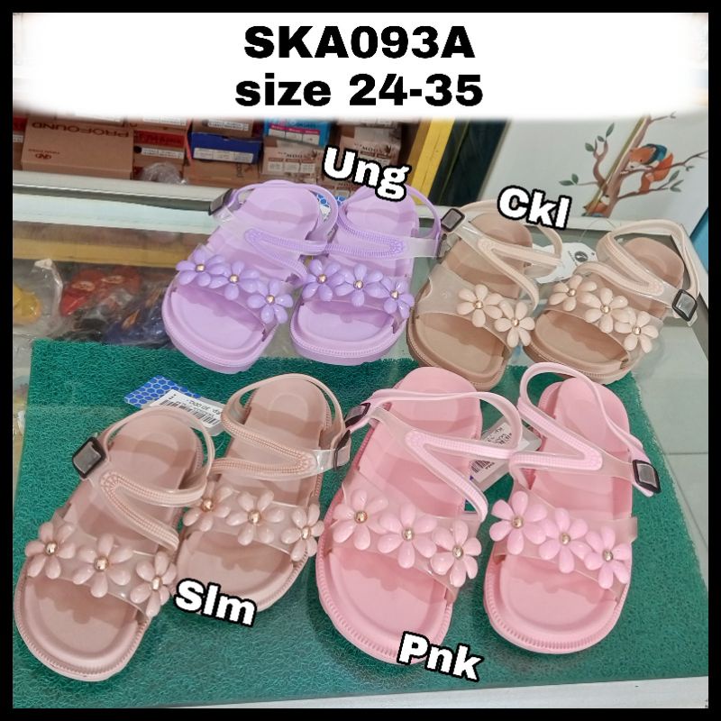 Sandal Karet Gosome 616 Bunga Tali LED Anak Putri Ukuran 24-35 SKA093