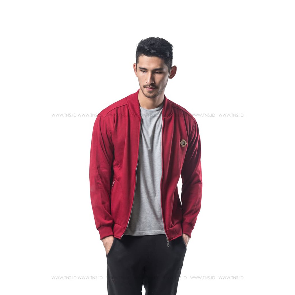 JAKET BOMBER MAROON POLOS PRIA M-XL FASHION DISTRO COWOK CEWEK GAYA TERBARU ABG N2C5
