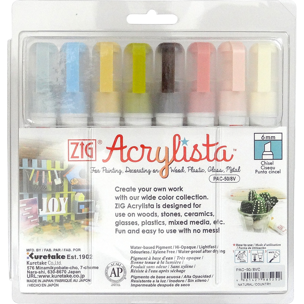 

ZIG ACRYLISTA Chisel Set Natural & Country (PAC-50/8VC)