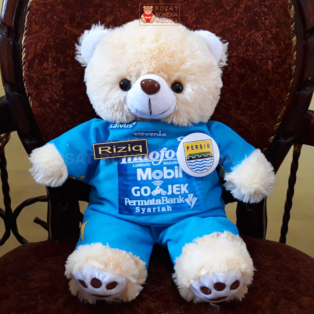 Boneka Teddy Bear Jersey Persib Bandung Seragam Souvenir Baju Sepak Bola Persija Persebaya Arema