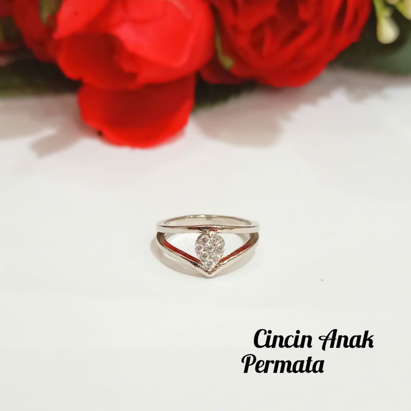 Cincin Anak Permata Zircon Silver limited edition (COD)