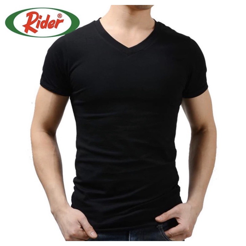 Kaos Dalaman Oblong pria | Tshirt RIDER V-Neck R222BWH Black