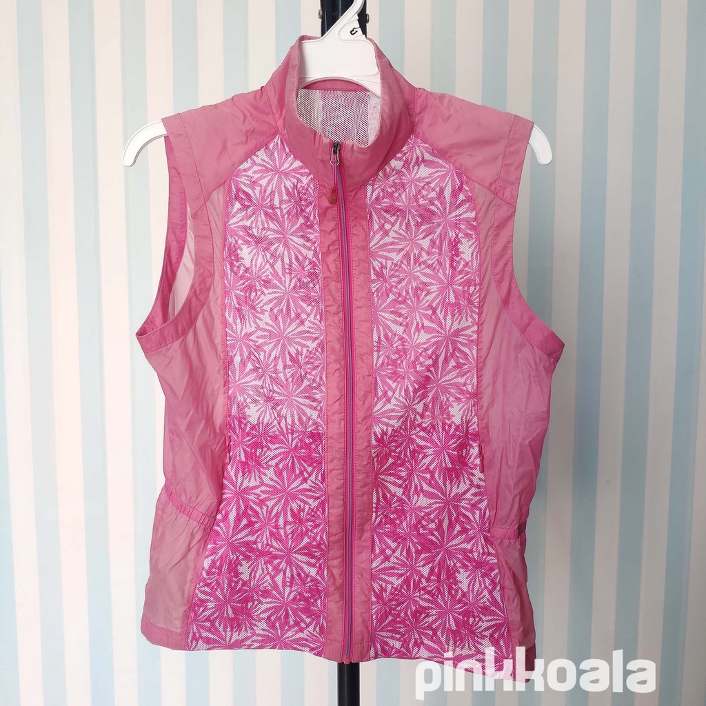 Rompi jaket olahraga lari senam basket pink bunga K2 preloved / thrift